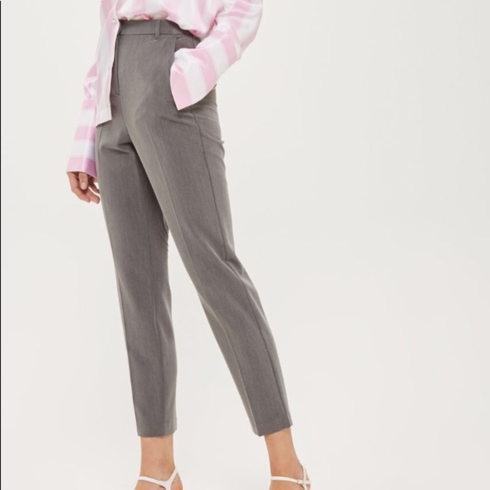 NWOT Topshop grey high waisted cigarette trousers